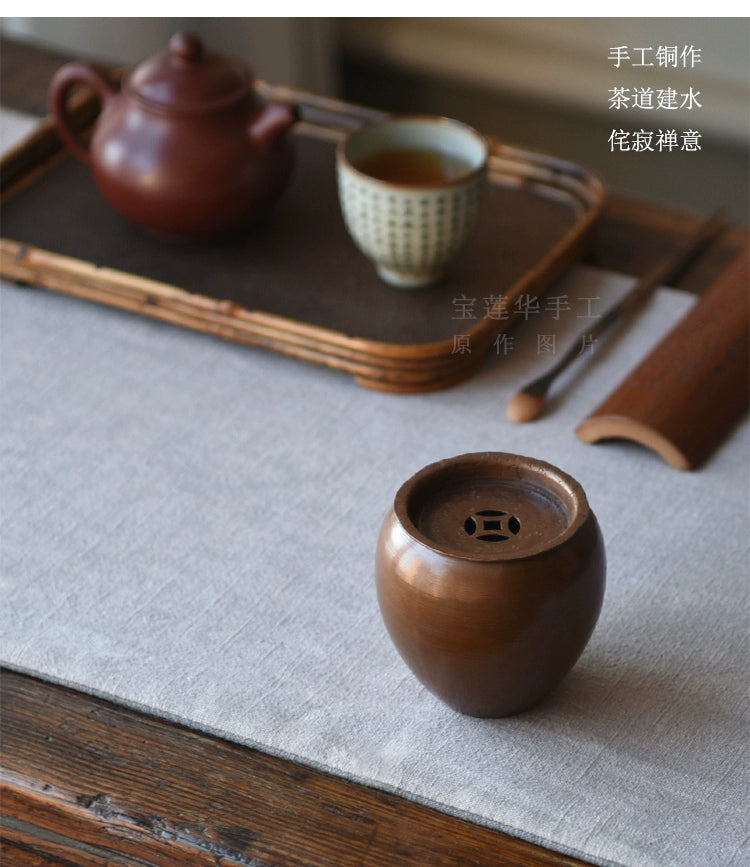 Kupfer-Kensui klein – Handgefertigt, Deckel Kupfermünzen-Design, 240 ml