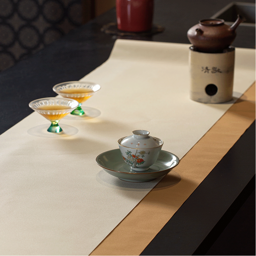 Wasserfeste Chaxi Teematte – Elegante Morandi-Farben, 200x40 cm für Gongfu-Tee