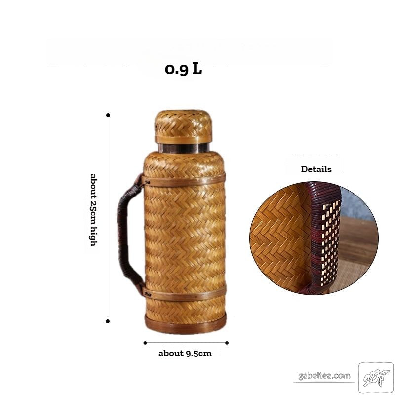 复古竹制温度显示保温壶0.9L/2L