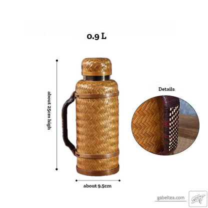 复古竹制温度显示保温壶0.9L/2L