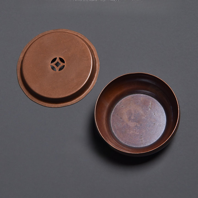 Edle kleine Kensui aus rotem Kupfer – Mit Deckel im Kupfermünzen-Design 160ml