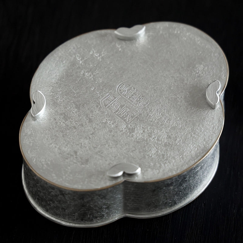 Begonienform Zinn-Teeboot – Handgefertigt, doppellagig, 13,3x16,5x4,8 cm