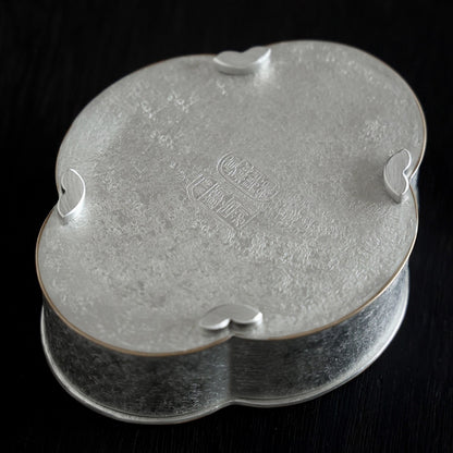 Begonienform Zinn-Teeboot – Handgefertigt, doppellagig, 13,3x16,5x4,8 cm