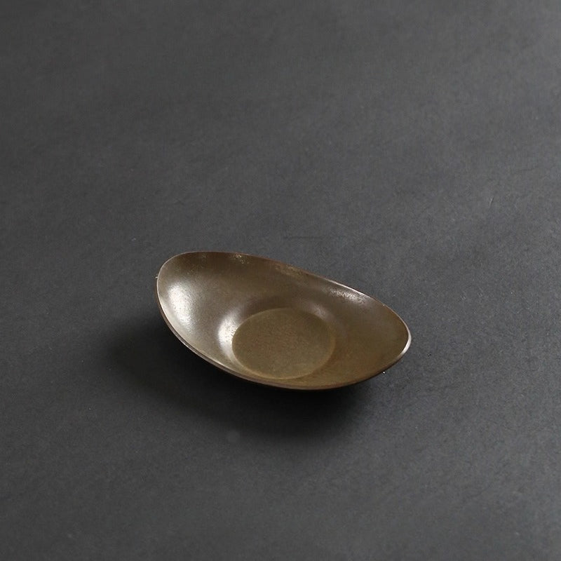 Vintage Kupfer-Untersetzer – Yuanbao-Form, Retro-Teeuntersetzer für Gongfu-Tee