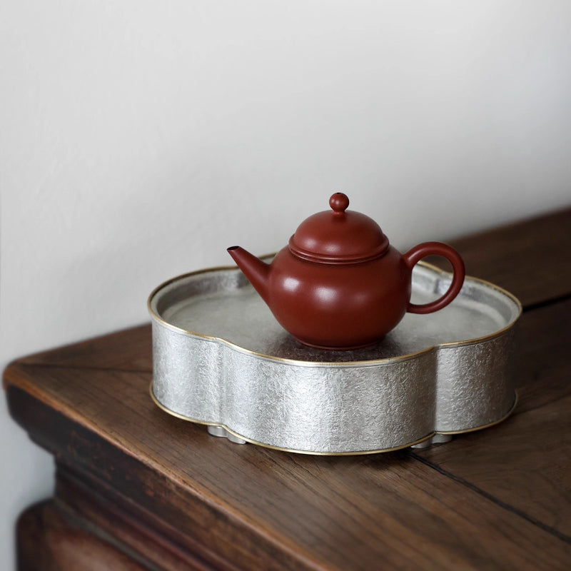 Begonienform Zinn-Teeboot – Handgefertigt, doppellagig, 13,3x16,5x4,8 cm