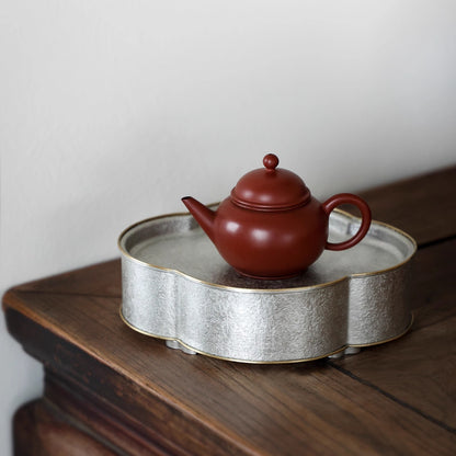 Begonienform Zinn-Teeboot – Handgefertigt, doppellagig, 13,3x16,5x4,8 cm