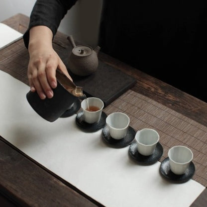 Bambus-Chaxi Teetischläufer – Handgefertigt, Karbonisiert & Lackiert, 15x160 cm