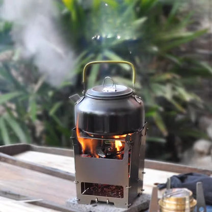 Faltbarer Mini Oven & Outdoor-Kocher aus Messing | Grill für Holz, Holzkohle & Alkohol 8,5 x 9,5 x 11,5 cm