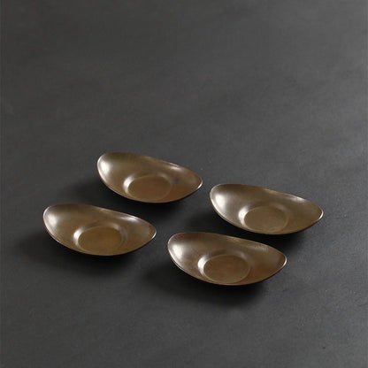 Vintage Kupfer-Untersetzer – Yuanbao-Form, Retro-Teeuntersetzer für Gongfu-Tee