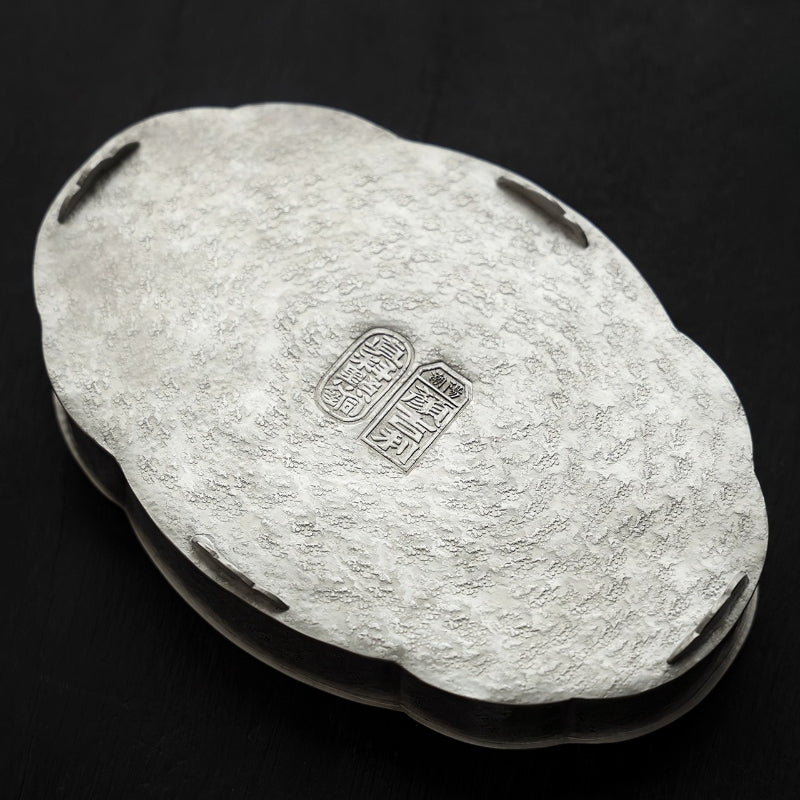 Begonienform Zinn-Teeboot – Handgefertigt, doppellagig, 19x12,5 x4 cm