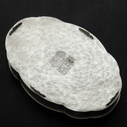 Begonienform Zinn-Teeboot – Handgefertigt, doppellagig, 19x12,5 x4 cm