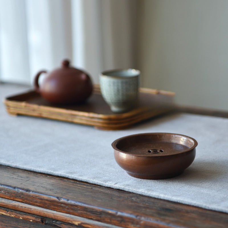 Edle kleine Kensui aus rotem Kupfer – Mit Deckel im Kupfermünzen-Design 160ml