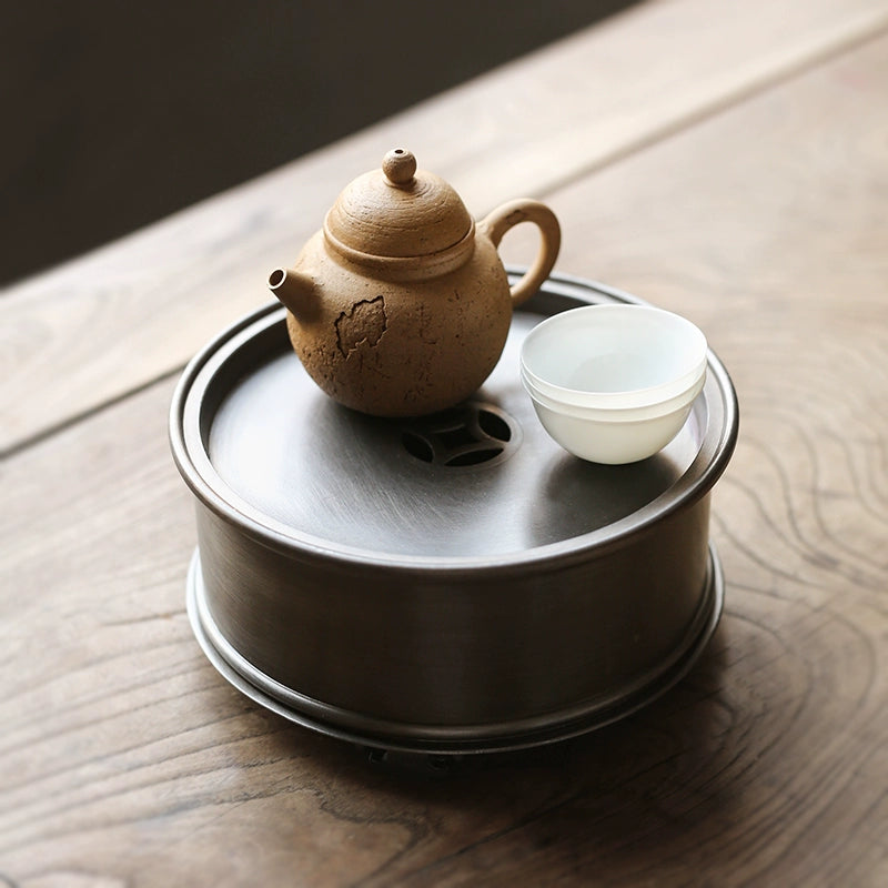 Klassisches Zinn-Teeboot – Handgefertigt, Antikstil, doppellagig, 16,5×8 cm