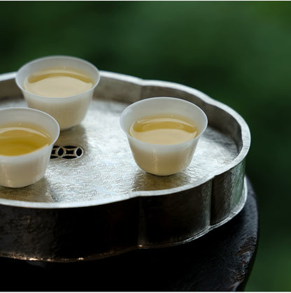 Begonienform Zinn-Teeboot – Handgefertigt, doppellagig, 19x12,5 x4 cm