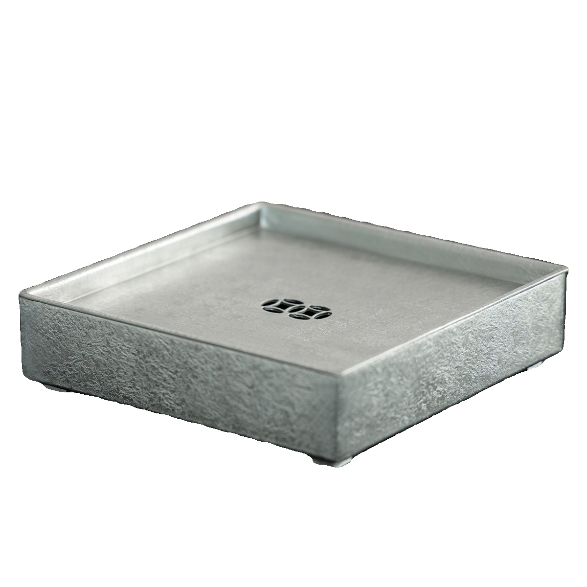 Handgefertigtes Zinn-Teeboot Quadratisch – Doppellagig für Gongfu-Tee 14,5x14,5 cm