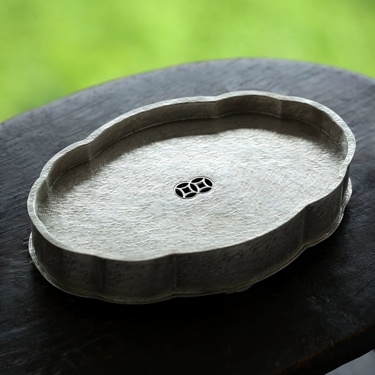 Begonienform Zinn-Teeboot – Handgefertigt, doppellagig, 19x12,5 x4 cm