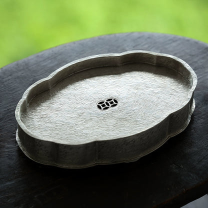 Begonienform Zinn-Teeboot – Handgefertigt, doppellagig, 19x12,5 x4 cm