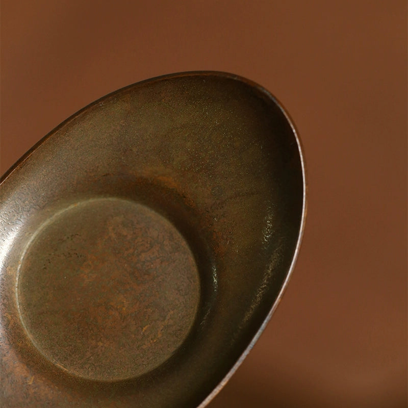 Vintage Kupfer-Untersetzer – Yuanbao-Form, Retro-Teeuntersetzer für Gongfu-Tee