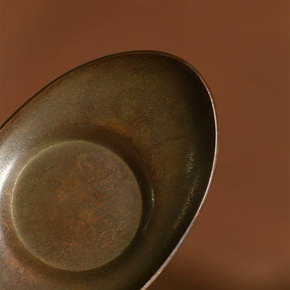 Vintage Kupfer-Untersetzer – Yuanbao-Form, Retro-Teeuntersetzer für Gongfu-Tee