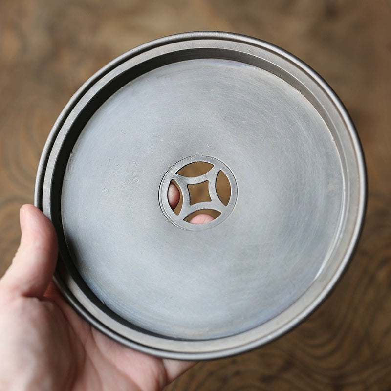 Klassisches Zinn-Teeboot – Handgefertigt, Antikstil, doppellagig, 16,5×8 cm