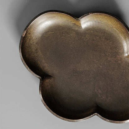 Kupfer-Untertasse Vintage – Handgefertigt, Vierblättrige Form 6,7x8,3 cm