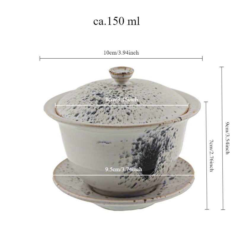 MichikoShida Gaiwan M 150ml W black splash