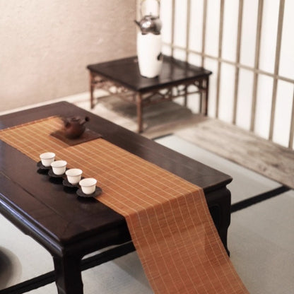 Bambus-Chaxi Teetischläufer – Handgefertigt, Karbonisiert & Lackiert, 15x160 cm