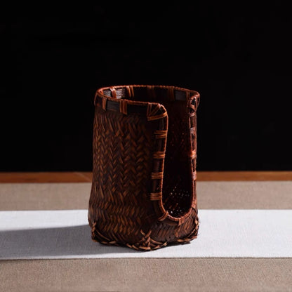 Bambus-Teetassen-Korb – Handgefertigt, U-förmig & sechseckig, 8x11 cm