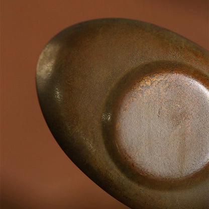 Vintage Kupfer-Untersetzer – Yuanbao-Form, Retro-Teeuntersetzer für Gongfu-Tee