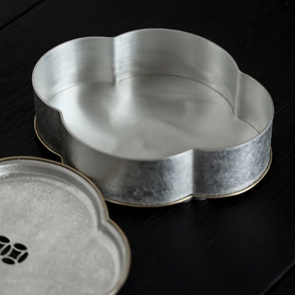 Begonienform Zinn-Teeboot – Handgefertigt, doppellagig, 13,3x16,5x4,8 cm