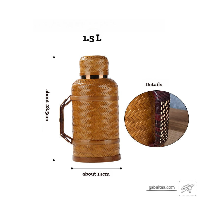 复古竹制温度显示保温壶0.9L/2L