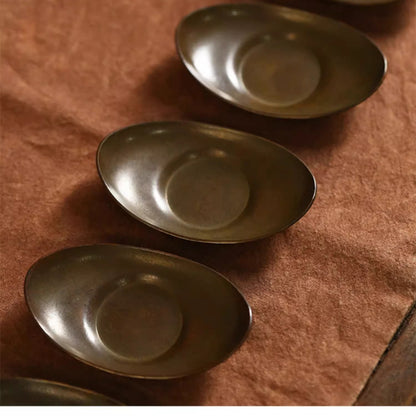 Vintage Kupfer-Untersetzer – Yuanbao-Form, Retro-Teeuntersetzer für Gongfu-Tee