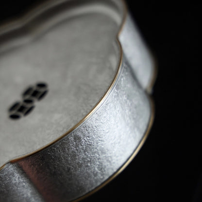 Begonienform Zinn-Teeboot – Handgefertigt, doppellagig, 13,3x16,5x4,8 cm