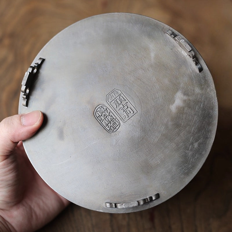 Klassisches Zinn-Teeboot – Handgefertigt, Antikstil, doppellagig, 16,5×8 cm