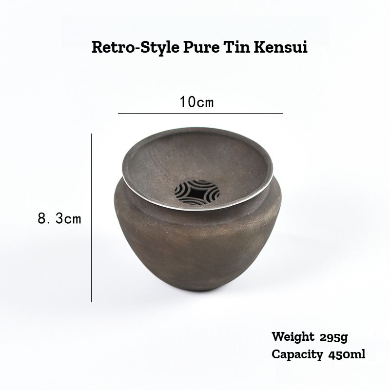 Kensui (Abwasserschale) aus reinem Zinn im Retro-Stil 450ml