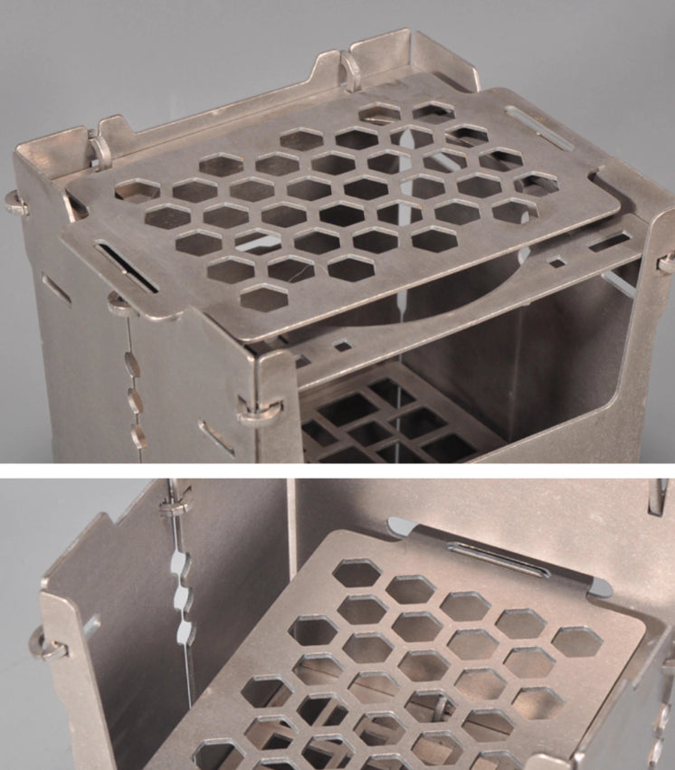 Faltbarer Mini Oven & Outdoor-Kocher aus Blech | Grill für Holz, Holzkohle & Alkohol 8,5 x 9,5 x 11,5 cm